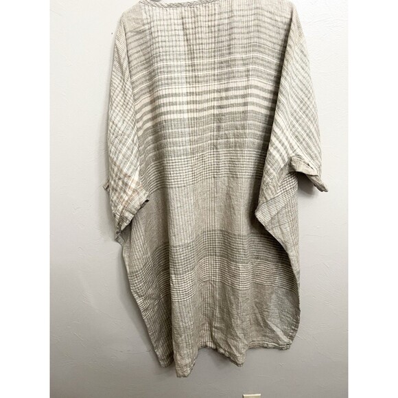 Oska OSFA Linen Shift Dress Maxi Lagenlook Patchwork Gray OS $475 Originally - Picture 9 of 9